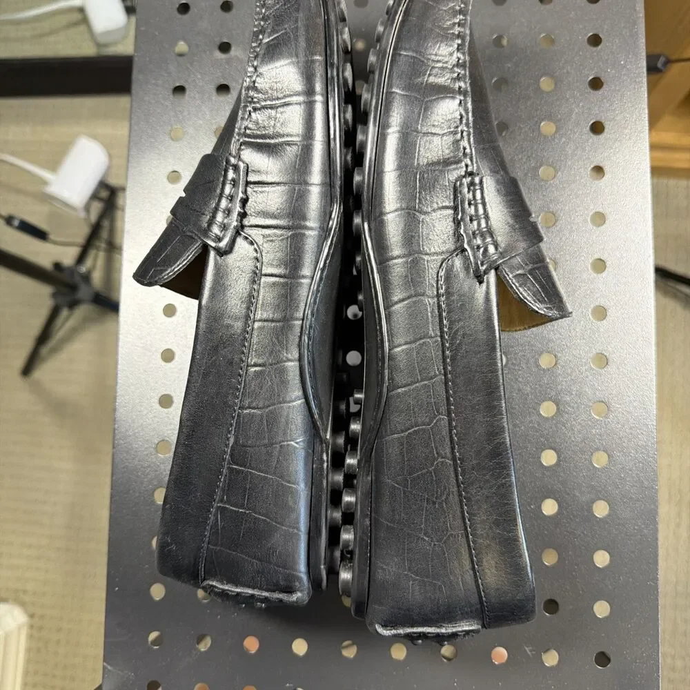 Steve Madden York Mens 10 Black Croc Leather Driver